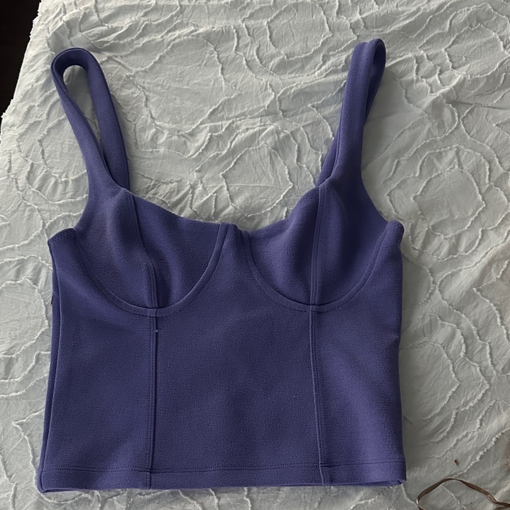 Zara Purple Cropped Bustier Tank Top